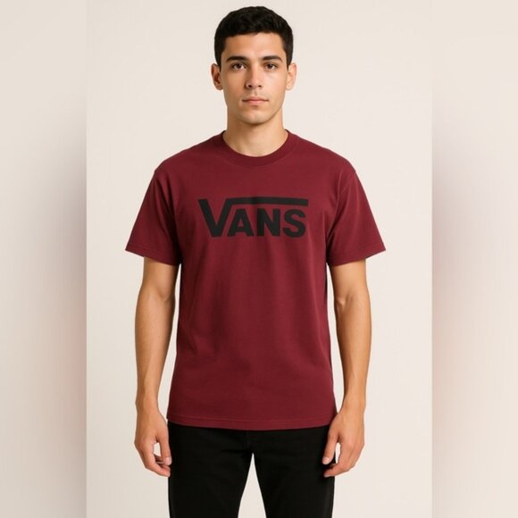 Vans Burgundy Logo T-Shirt – Men’s Large (Approx.) - Picture 1 of 4
